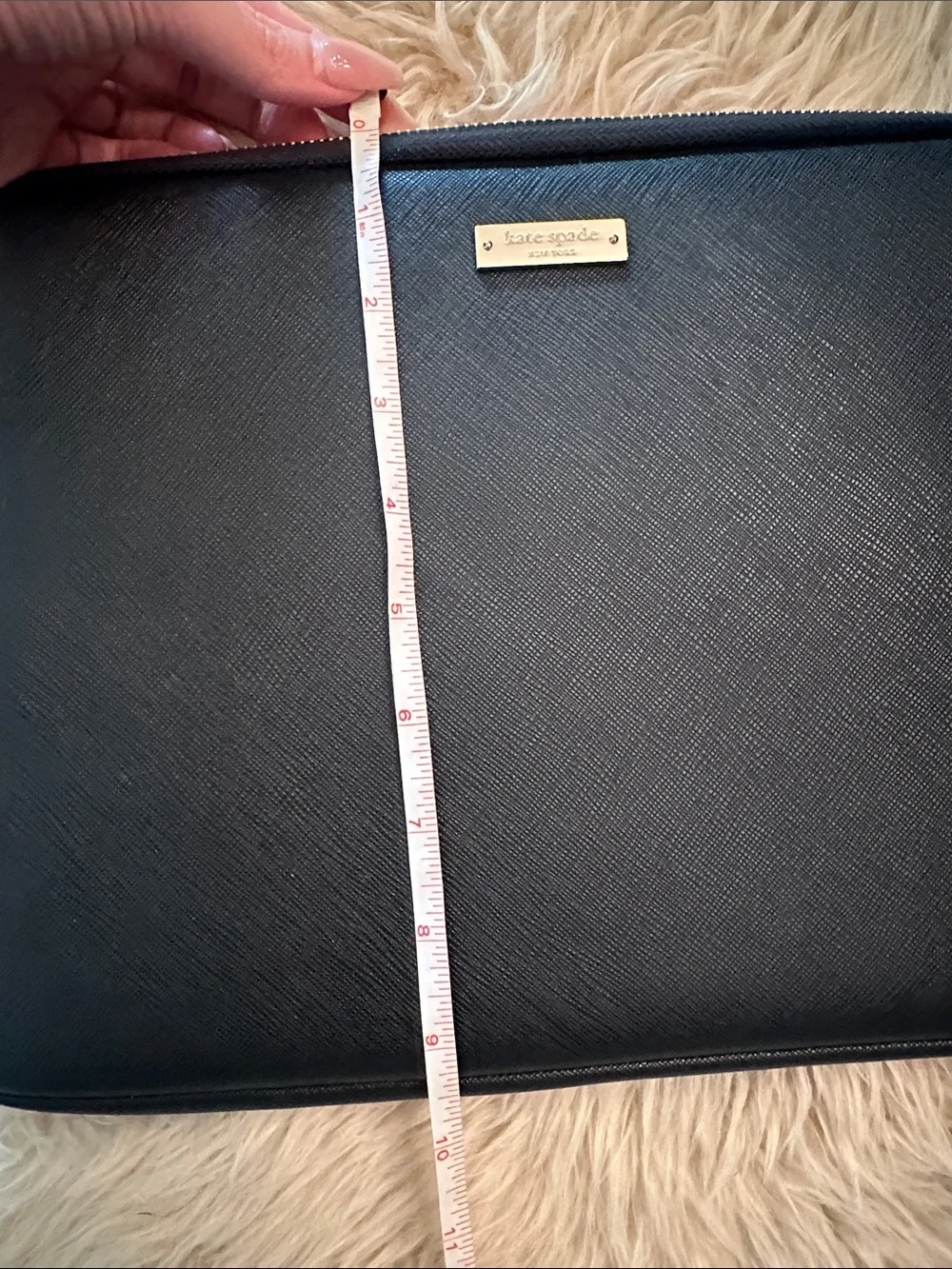 kate Spade Black Laptop Sleeve with Gold Logo
